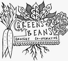 Greens and Beans Grocery Co-operative logo.