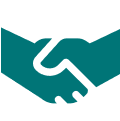 A green colored icon of two hands engaged in a handshake. A green colored icon of two hands engaged in a handshake.