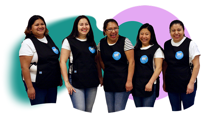 A photo of some of the worker-owners of Dulce Hogar Cleaning Cooperative. They are smiling and wearing their uniforms. A photo of some of the worker-owners of Dulce Hogar Cleaning Cooperative. They are smiling and wearing their uniforms.