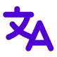 A purple icon showing a Hangul and Latin alphabetical character.